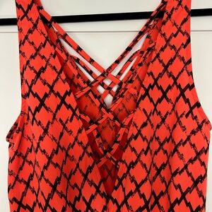 Cris-cross bright orange jumper romper coverup